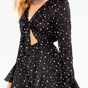 NWT Nasty Gal Star Tie Front Cut Out Romper
